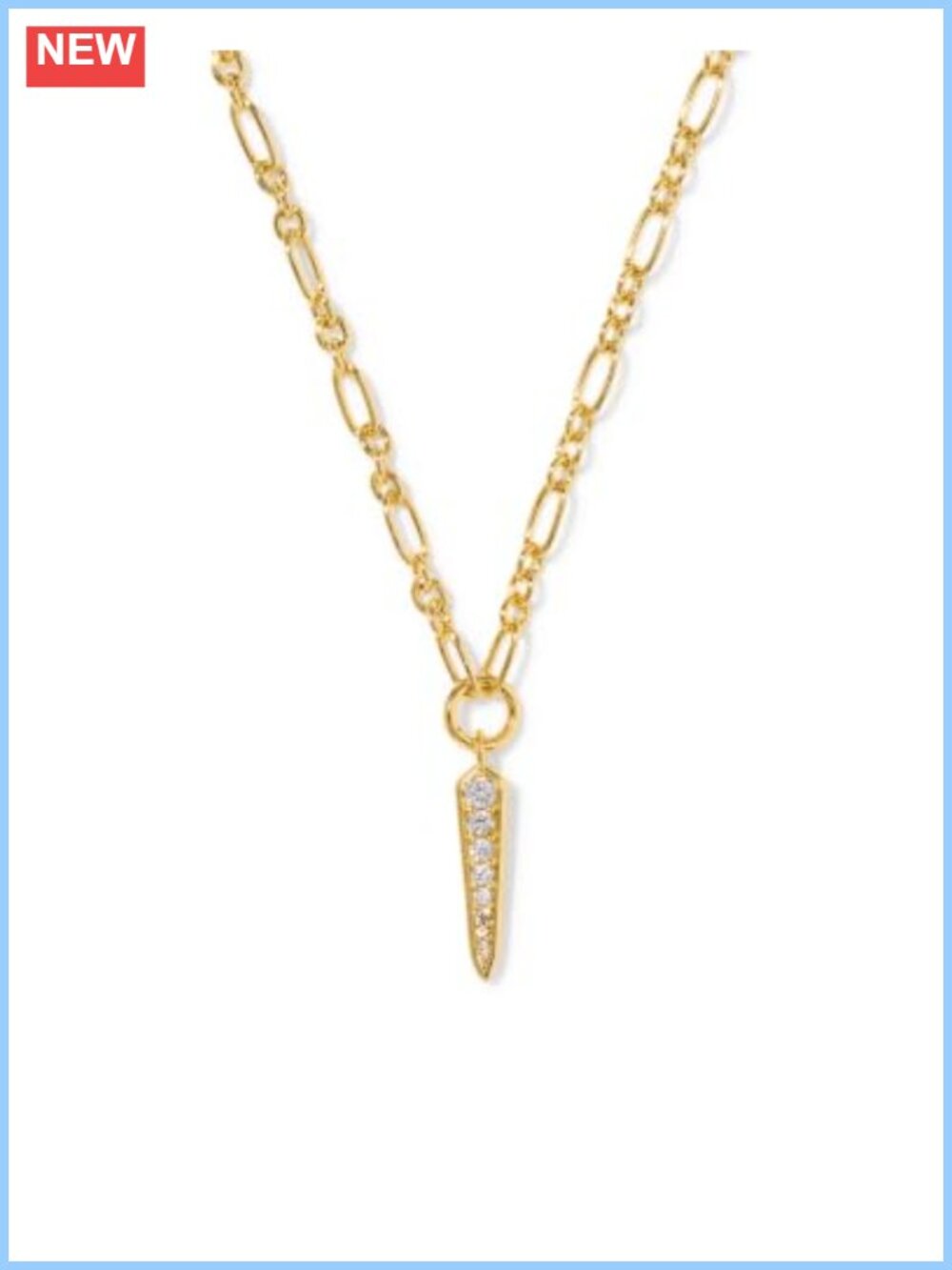 Gold Plated Spike Pendant Necklace 16" Extender Layering Jewelry Gift